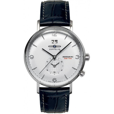 Zeppelin White Dial Dual Time Leather Band Men's Watch 8044-1