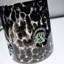 Anthropologie Frankenstein Monster Black Halloween Large Juice Glass 17.25oz EUC