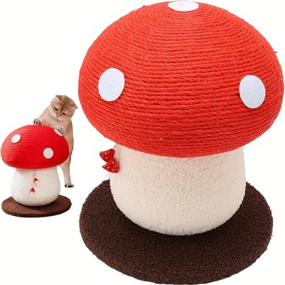 Red Mushroom Cat Scratcher Durable Sisal Bell Toy for Cats and Kittens