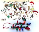 Lot of 70's-80's-90's Handmade, Vintage and Costume Christmas Jewelry 50 piece