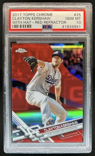 2017 Topps Chrome Clayton Kershaw Red Refractor #/5 Dodgers PSA 10 GEM MINT