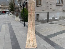 Vintage Oushak Runner Rug 1.6x12.6 ft Skinny Hallway Turkish Rug