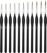 Professional 11-Piece Fine Detail Paint Brush Set for Artists and Hobbyists