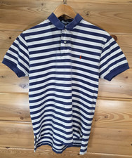 VTG Polo Ralph Lauren Striped Polo Shirt Orange Crest Logo Men Medium Y2K