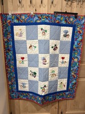 Handmade Baby Quilt With Embroidered Characters New
