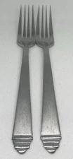 (2) Cambridge OLYMPIA Stainless China Satin Dinner Fork Lot ~ 8 1/8”