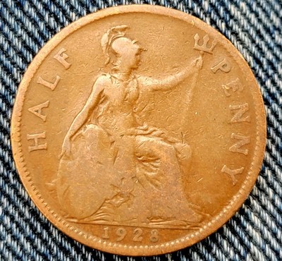 1928 Great Britain United Kingdom UK 1/2 Half Penny George V