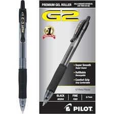 Pilot G2 Premium Gel Ink Roller Ball Pens Black Medium Pt 0.7 12 Pens New In Bx