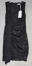 NEW GRACE KARIN sleeveless sequin wrap dress Black Womens Small