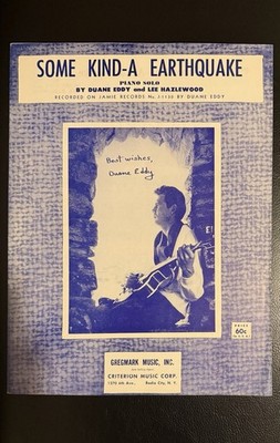 Some Kind-A Earthquake (DUANE EDDY) 1959 Rock Sheet Music, Lee Hazlewood #37 Hit