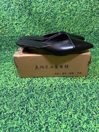 NEW-Mules donna tacco basso punta-BLK taglia 8 - Foto 5 di 8