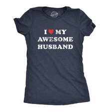 Womens I Love My Awesome Husband T Shirt Cute Relationship Married Tee