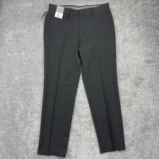 Haggar Pants Mens 32x30 Black Flat Front Dress Pants Premium Comfort Dress New