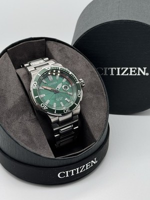 Citizen AW1428-53X Eco-Drive Endeavor Stainless Steel Green Dial Diving Watch
