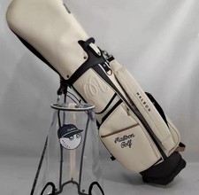 MALBON GOLF Caddy Bag Stand Type White Synthetic Leather / 5-way / 2 covers