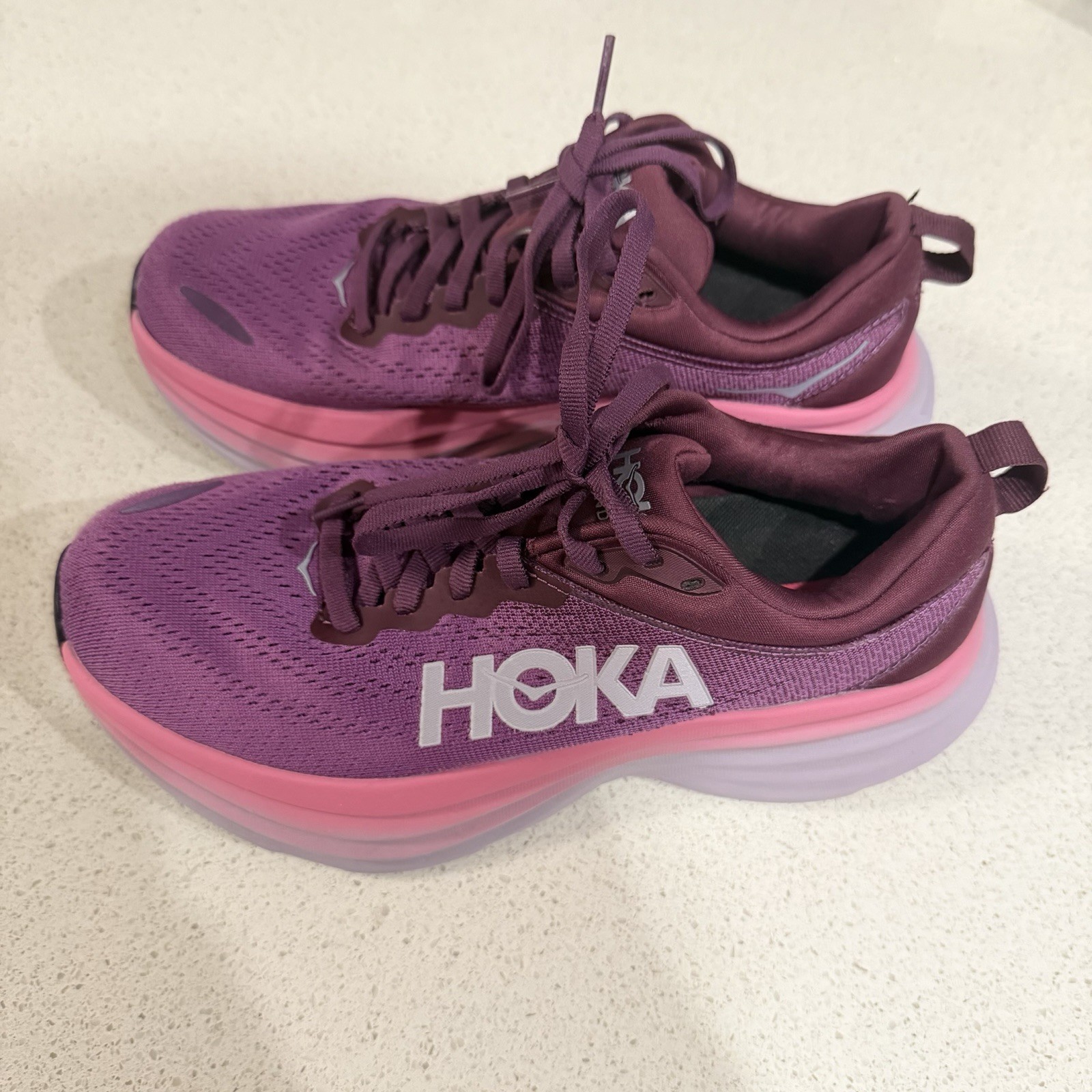 Hoka Bondi 8 Shoes Womens 6.5 Purple Grape Athletic Running Sneakers thumbnail 2