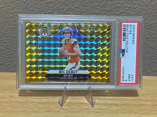 2024 BO NIX REACTIVE YELLOW MOSAIC ROOKIE FOOTBALL CARD #271 PSA 9 BRONCOS