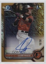 2022 Bowman Chrome Prospect Gold Shimmer Refractor 16/50 Cesar Prieto Auto 0w27