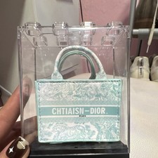 Dior Blue/White Toile Mini Bag Charm, Women's Handbag Charm Accessory