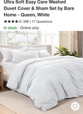 Queen Sandwashed Duvet Cover Set White