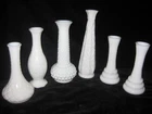 Lot Of 6 Vintage Milk Glass Bud Vases Weddings Showers Banquet