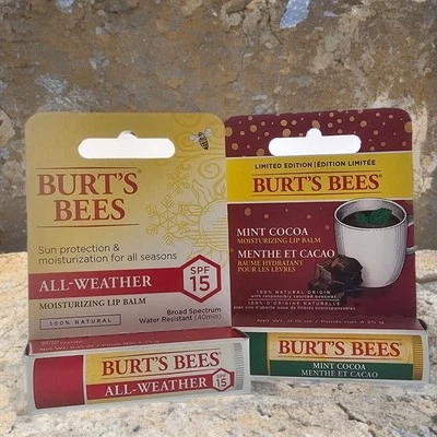 BURT'S BEES LIP BALM ALL WEATHER SPF 15 MINT COCOA BURT’S BEES Lip Balm - All Weather SPF 15/Mint Cocoa Duo Pack 2 pcs*4.25g