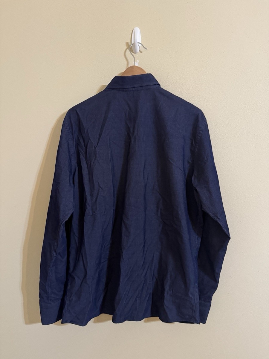 Loro Piana コーデュロイ　ネイビー　長袖シャツ イタリア製 Loro Piana Corduroy Overshirt Button Up Shirt Navy Blue Medium | eBay