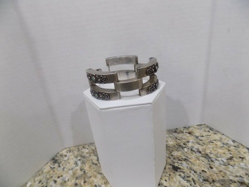 Pre-1948 Wide Mexico Silver Art Deco Oxidized Track Link Bracelet 68. Grams 7" - Picture 3 of 12