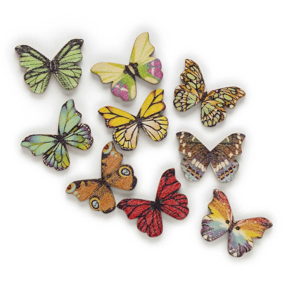 30pcs Butterfly Wood Buttons for Sewing Scrapbooking Cloth Handmade Crafts Decor - Image 4 of 4