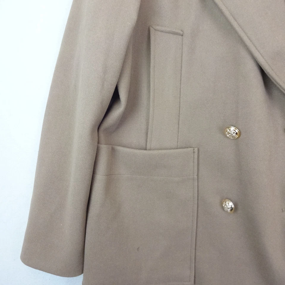 Abrigo Papaya Talla 20 Marrón Beige Chaquetón Doble Pecho Largo Medio Inteligente Informal Foto 4 de 4