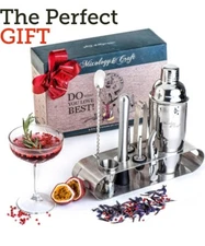 Mixology Bartender Kit: 9-Piece Bar Set Cocktail Shaker Set with Elegant Metal S