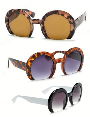 Cropped Shaved Round Frame Womens Sunglasses Retro