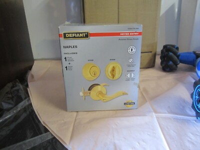 Defiant Keyed Entry Naples  Door Lever Deadbolt Combo (Gold color)