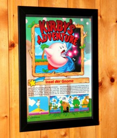 Poster Kirby's Adventure NES Game Boy Advance Club Nintendo 1993 incorniciato vintage