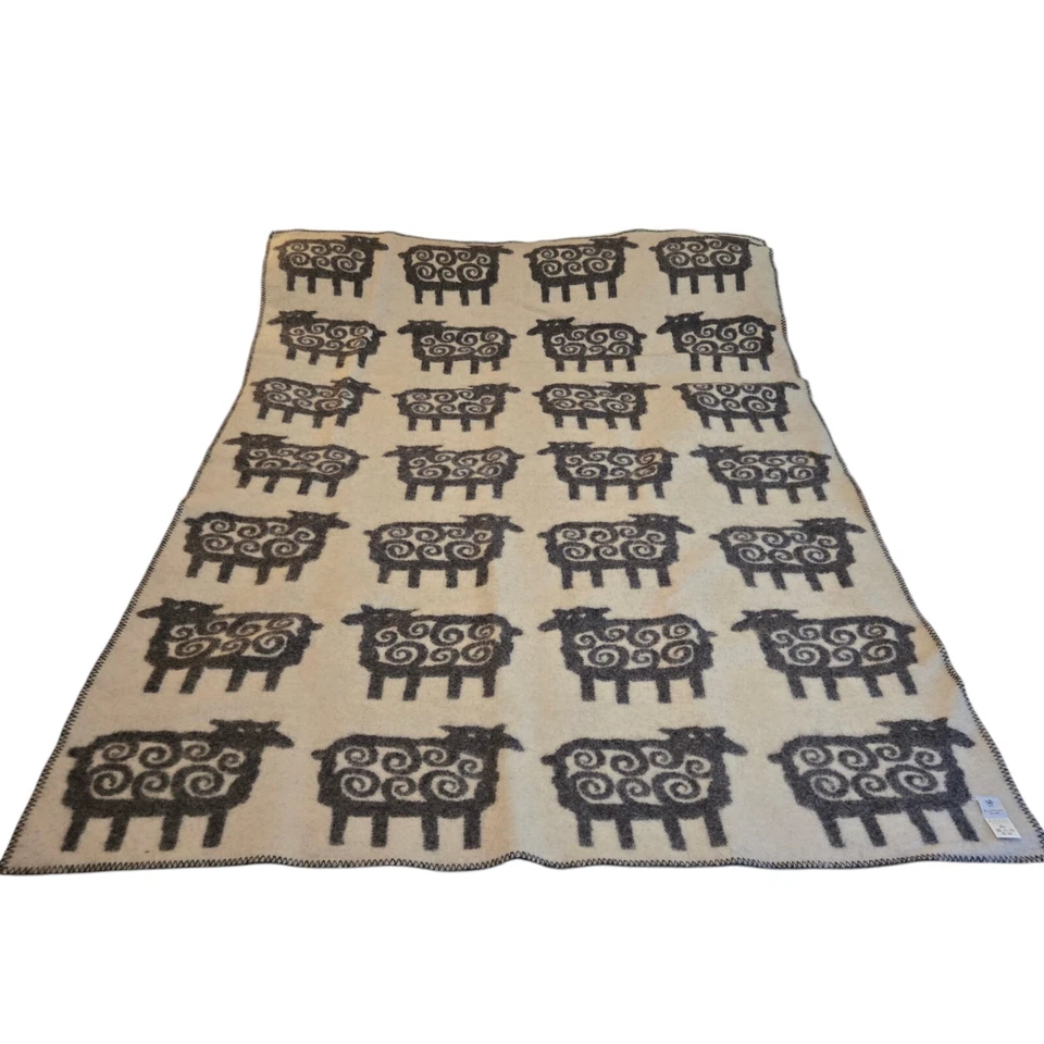 Manta Klippan gris oveja crema lana de cordero/algodón 51 x 71 pulgadas Estate Foto 4 de 4