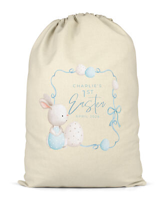 Personalisierter 1. Ostersack Jungen blau Haseneier Geschenktüte XL für Geschenke Geschenke