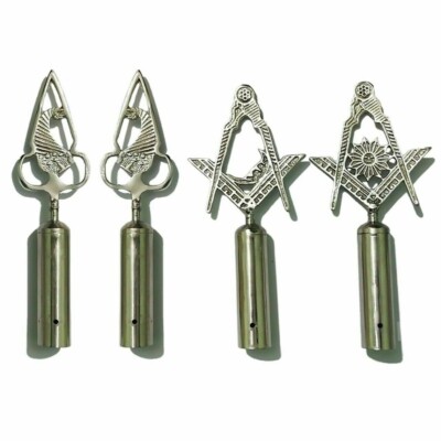 Masonic BLUE LODGE RODS & TOPS, MM , Silver Color Freemason Masonic Pole Topper