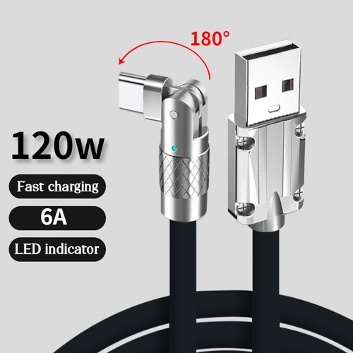 Mobile Silicone 120W 180° Rotating Fast Type-C Charge Cable For iPhone Android - Zdjęcie 2 z 15