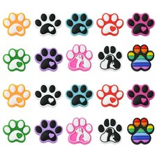 20Pcs 10Styles Dog Paw Print Charms Silicone Focal Beads Silicone Footmark Charm