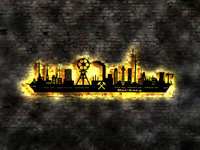 220cm LED Skyline Duisburg Wandbild Wandtattoo Wandsticker Aufkleber Stadtplan