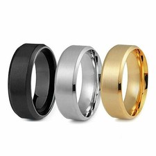 Men Black Titanium Stainless Ring Wedding Lover Couple Rings For Women Size5-13