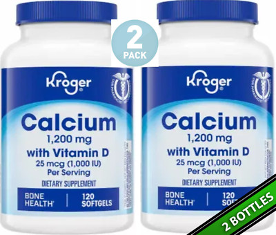 2 Pack Calcium Plus Vitamin D3 240 Softgels (2x120) 1200mg 25mcg D-3 Bone Health