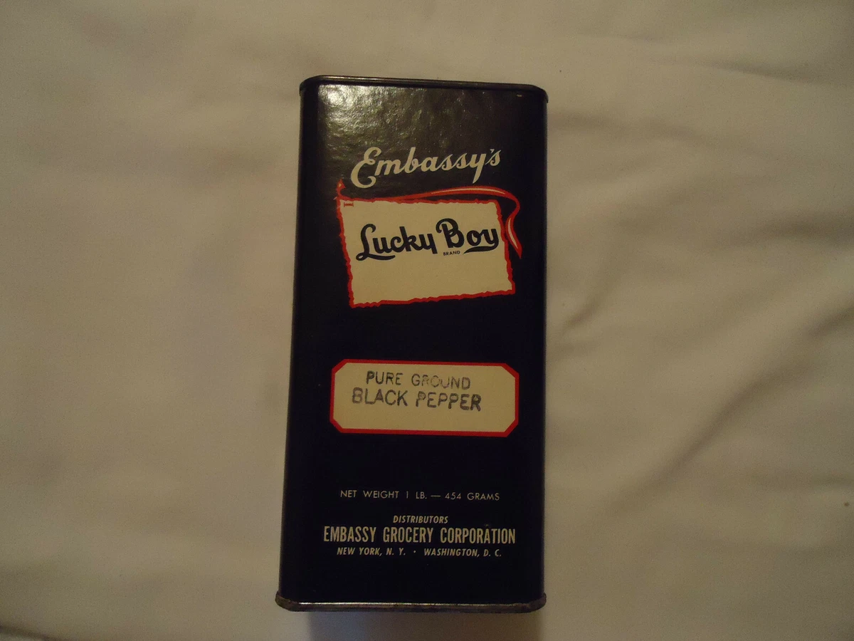 Embassy Grocery Lucky Boy Brand NY & WASHINGTON DC 1# Black Pepper can