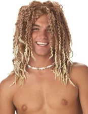 Beach Bum Wig Blonde Surfer Fancy Dress Up Halloween Adult Costume Accessory
