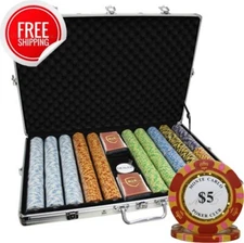 1000PCS 14G MONTE CARLO POKER CLUB POKER CHIPS SET WITH ALUM CASE