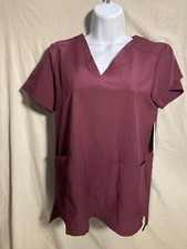 ADAR Addition Women's Go-Basic Scrub Women  s SMALL Top Only Wine Color NWT