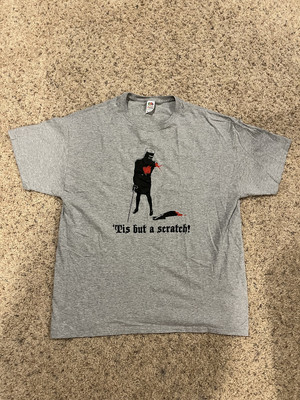 Monty Python And The Holy Grail ''Tis But A Scratch'' Gray Graphic T-Shirt Size XL