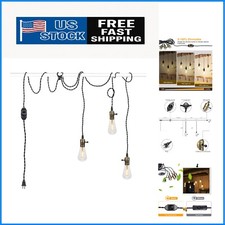 Industrial-Style Pendant Light Cord with Dimming Switch   3 E26 Sockets, 25FT