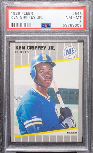 1989 FLEER #548 KEN GRIFFEY JR. RC PSA 8 SEATTLE MARINERS HOF ROOKIE MLB