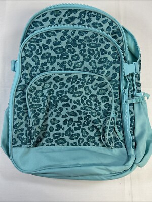 Gymboree Leopard Print Teal Glitter Backpack EUC